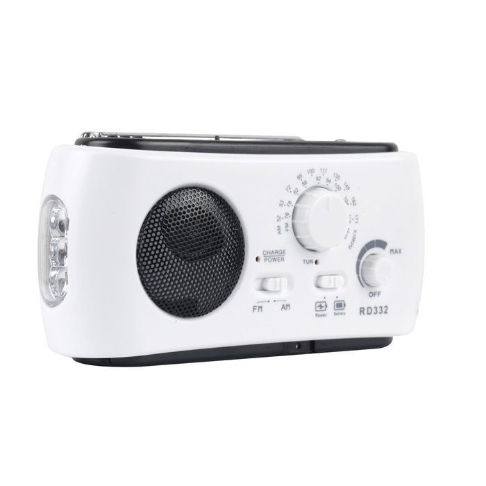 Qooltek Portable Emergency Dynamo/Solar Hand Crank Self Powered AM/FM Radio with Cell Phone Charger & 3-LED Flashlight... N6