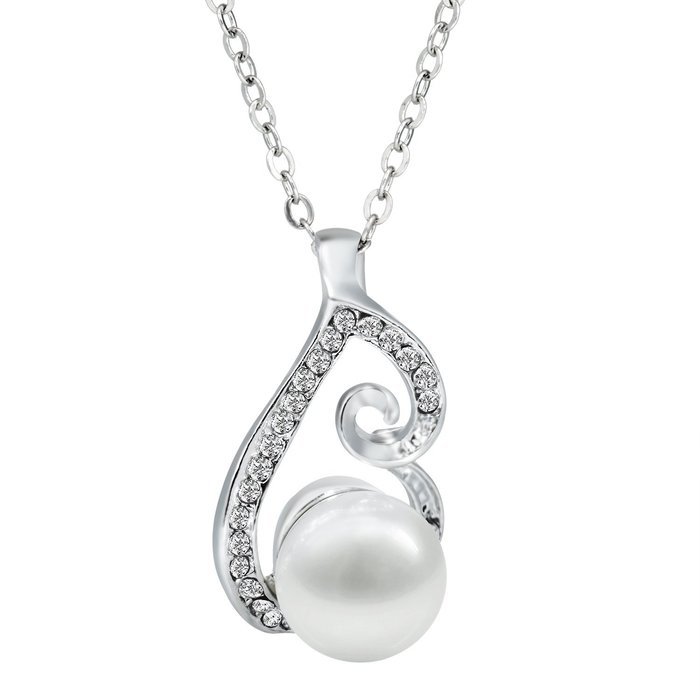 Morenitor(TM) Jewelry Set Gold Plated Pearl Pendant Necklace Dangle Earring Stud Set. N6