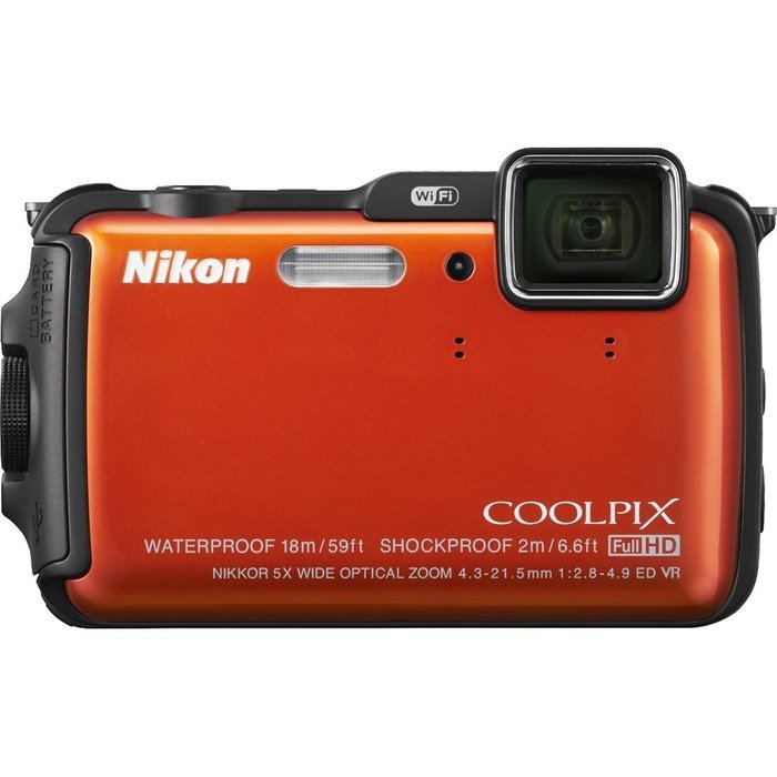 Nikon COOLPIX AW120 16.1 MP Wi-Fi and Waterproof Digital Camera with GPS and Full HD 1080p Video (Orange) (Certified... N2