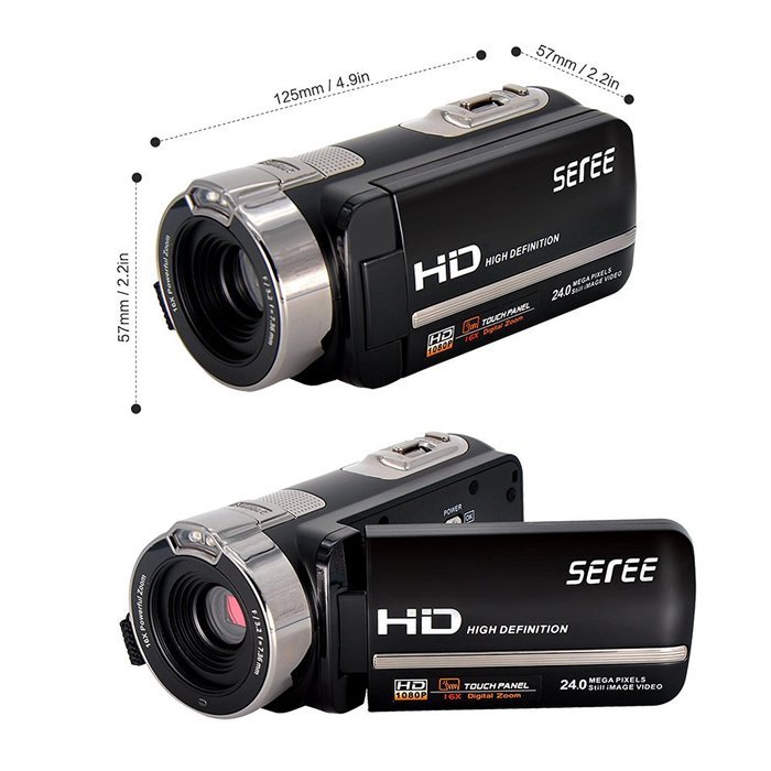 SEREE HDV-301 FHD 1080P Digital Video Camera Camcorder Night Vision Wide Angle Macro Fisheye Shooting 24MP 3 Inch... N10
