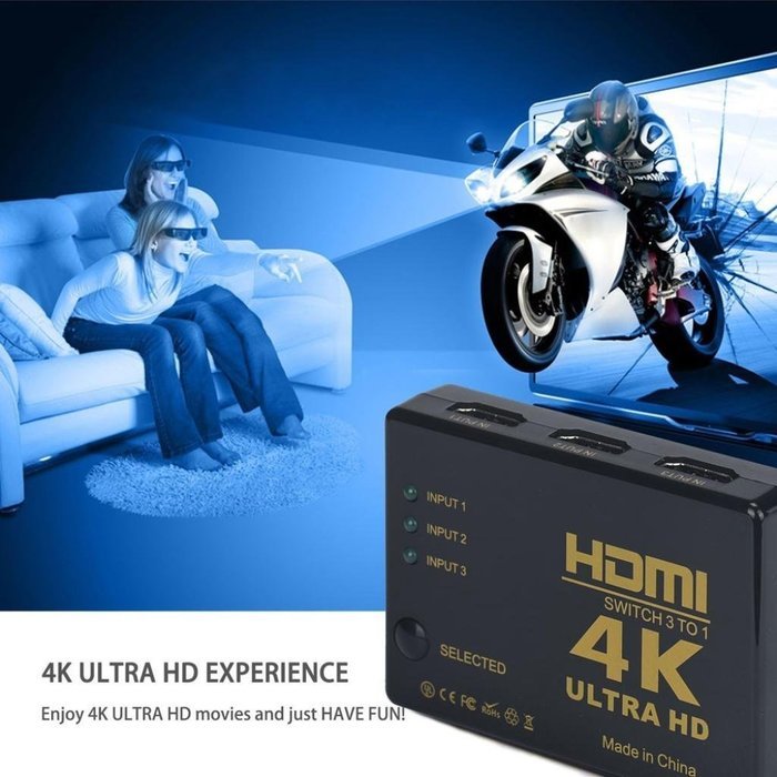 GBSELL Mini 3-Port 1080p 4K HDMI Switch Box High Speed Audio/video Switcher Adapter N3