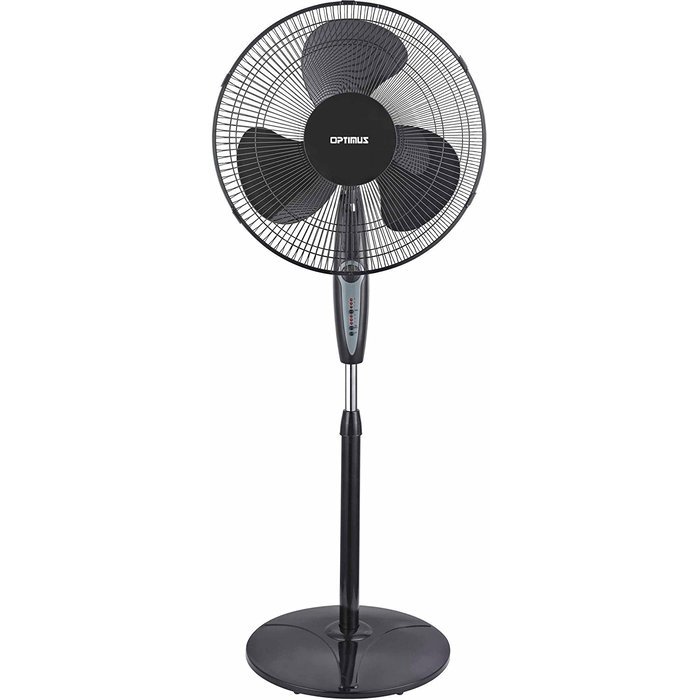 16" Height-Adjustable, Oscillating Stand Fan with Remote Control, Black