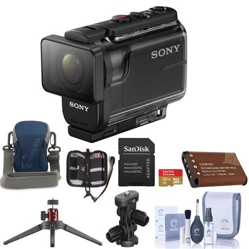 Sony HDR-AS50 Full HD Action Cam - Bunndle With 32GB MicroSDHC U3 Card, Spare Battery, Camera Case, Sony Arm Kit...