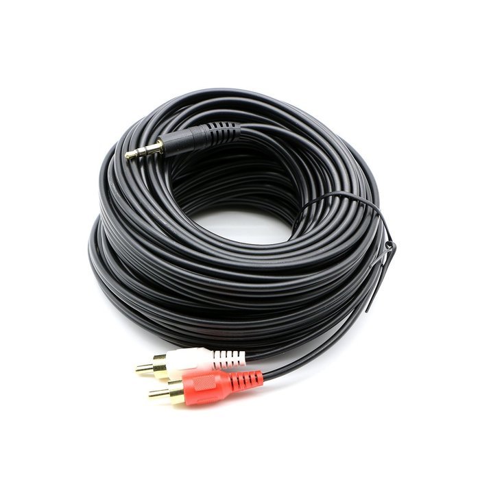 Pasow 3.5mm Stereo Male to 2RCA Male (Right and Left) RCA Audio Cable (30 Feet) N24