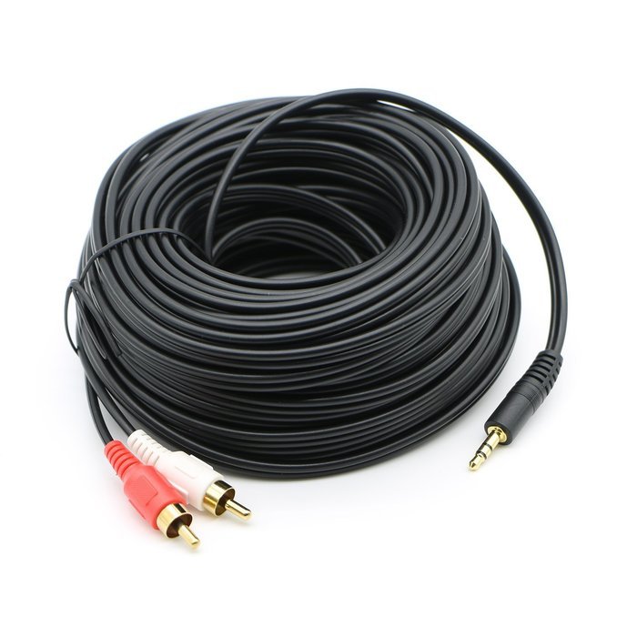 Pasow 3.5mm Stereo Male to 2RCA Male (Right and Left) RCA Audio Cable (30 Feet) N26