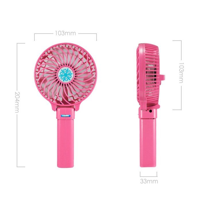 Dealpeak Mini Rechargeable Foldable USB Handheld Fan Fast Cooling Fan Cooler (pink)