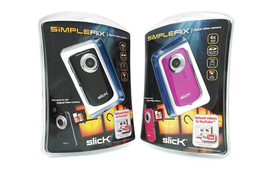 New Slick SimpleFlix VC100 Digital Video Camera with 4x Zoom and Flip Display (BLACK)