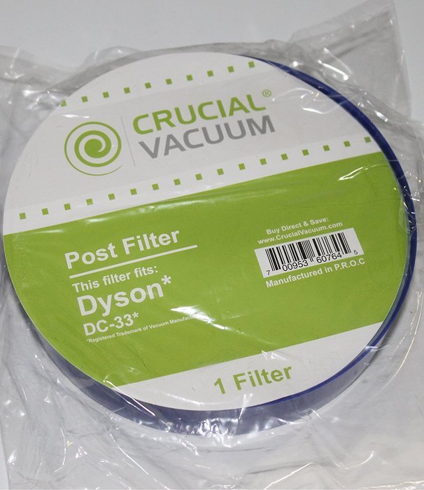Dyson DC33 Hose, Pre & Post Filter, Part # 921616-01, 917390 & 920232-02, Designed & Engineered by Crucial Vacuum N2