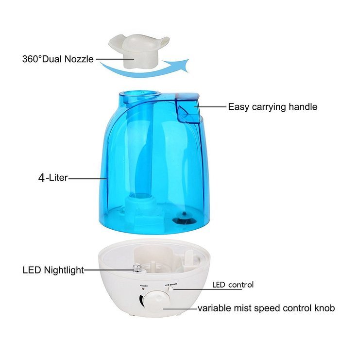 Ultrasonic Cool Mist Humidifier-Aromatherapy Essential Oil Diffuser -Whisper Quiet with LED Nightlight - 4L High... N5