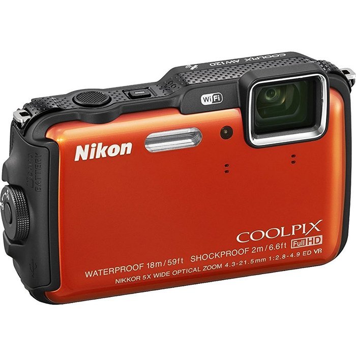 Nikon COOLPIX AW120 16.1 MP Wi-Fi and Waterproof Digital Camera with GPS and Full HD 1080p Video (Orange) (Certified... N3