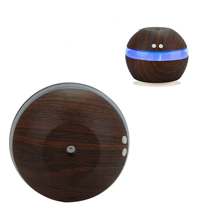 NIUDB USB Air Humidifier 200ml Portable Mini Ultrasonic Cool Mist Diffuser Humidifier Deep Wood Grain for Office...
