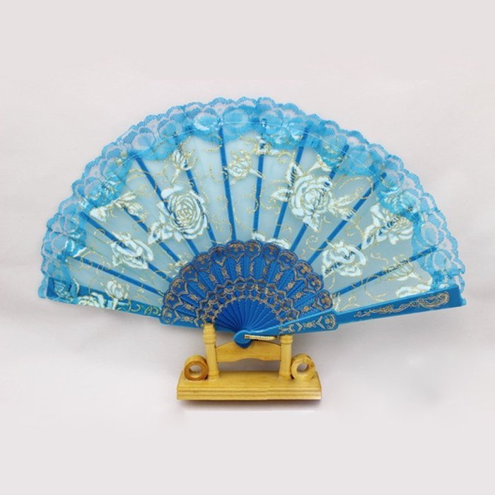 Froomer Lace Folding Hand Held Fans Tulle Summer Wedding Birthday Party N3