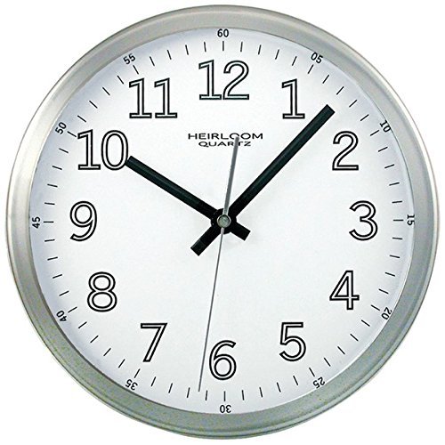 New TIMEKEEPER 2253 9" Brushed Metal Round Wall Clock (White Face)