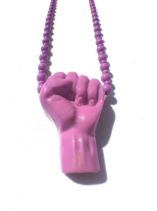 Power to the people / purple necklace made of resin simple bead necklace pendant style purple pride necklace
