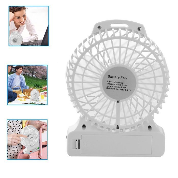Topwell 4.3-Inch Mini USB 3 Speeds Rechargeable Portable Table Fan Electric Personal Fans 18650 Desktop Fan Hand...