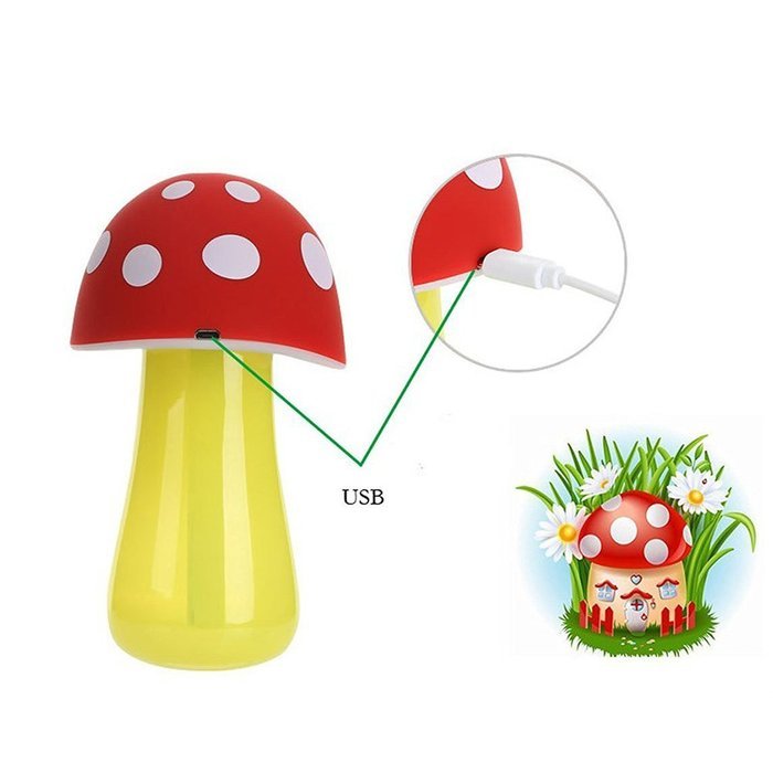 Topbeu Creative Mushroom Shape Ultrasonic Cool Mist USB Baby Room Bedroom Spa Car Humidifier with Auto Shut-off... N2