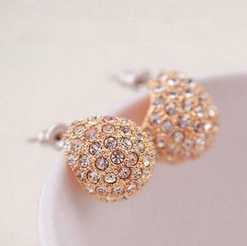 Women Girl Silver Plated Clear Crystal Rhinestone Ear Stud Earrings Gift (silver)