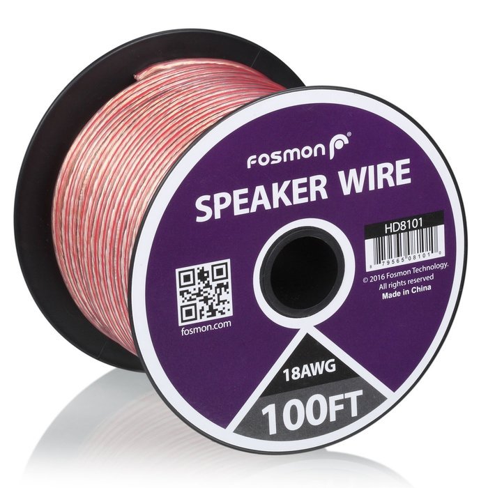 Fosmon [12 Gauge | 50ft] AWG Copper-Clad Aluminum (CCA) Speaker Wire with Red Polarity Mark N19
