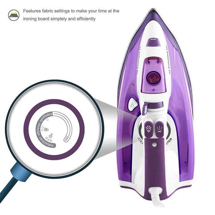 ZZ ES322-P 1500-Watt Steam Iron with Stainless Steel Soleplate, Purple N3