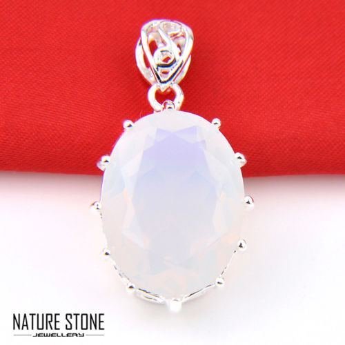 Special Price Rainbow Moonstone Gemstone Silver Necklace Pendants Jewlery Gift