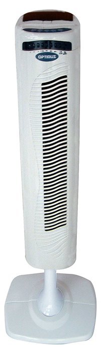 Optimus F-7336 40-Inch Pedestal Tower Fan with Remote Control and LED, White