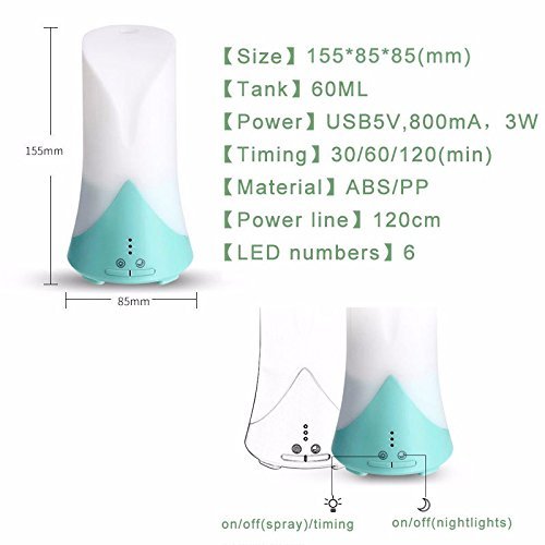 Aroma Diffuser, DBTech Cute Mini LED Night Light USB Aromatherapy Air Essential Ultrasonic Oil Humidifier,Mist... N2