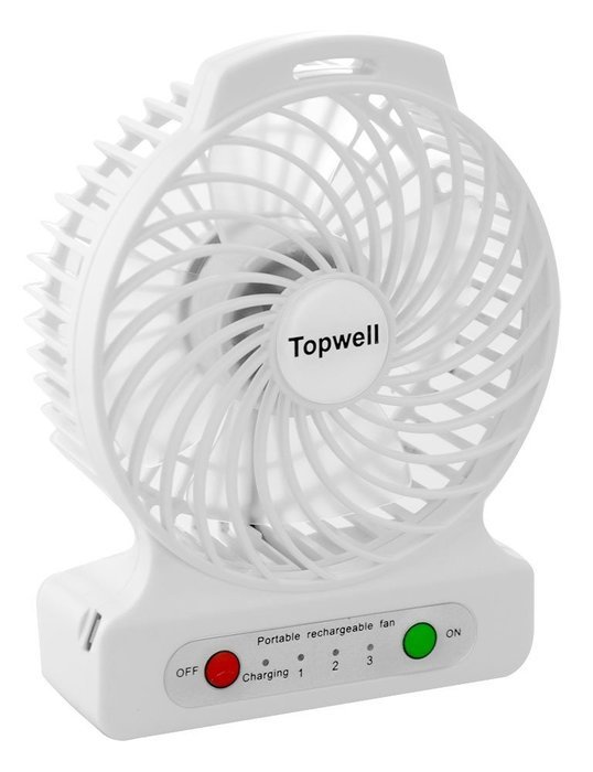 Topwell 4.3-Inch Mini USB 3 Speeds Rechargeable Portable Table Fan Electric Personal Fans 18650 Desktop Fan Hand... N4