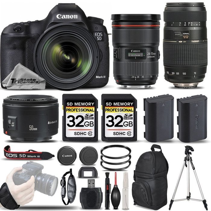 Canon EOS 5D Mark III DSLR 22.3MP Full HD 1080p + Canon 24-70mm f/2.8L II USM Lens + Canon 50mm 1.8 II Lens +... N2