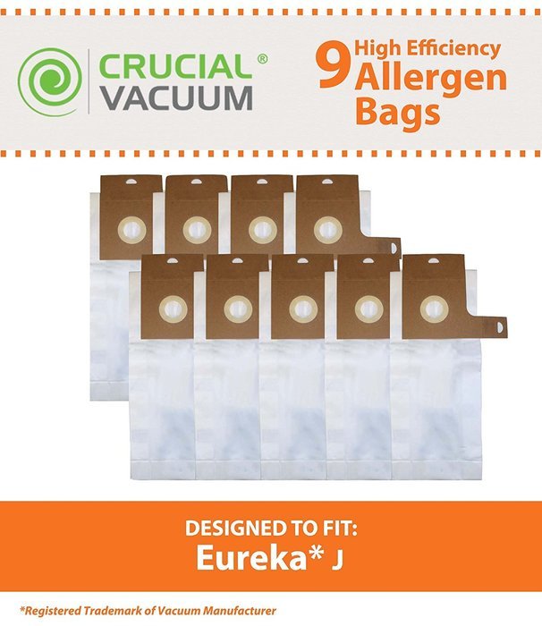 9 Eureka J Bags, Fits Eureka Series 2270 & 2900-2920, Compare to Part # 61515C-6, Designed & Engineered by Crucial...