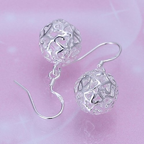 New Women 925 Sterling Silver Plated Fashion Ball Dangle Earring Studs Jewelry