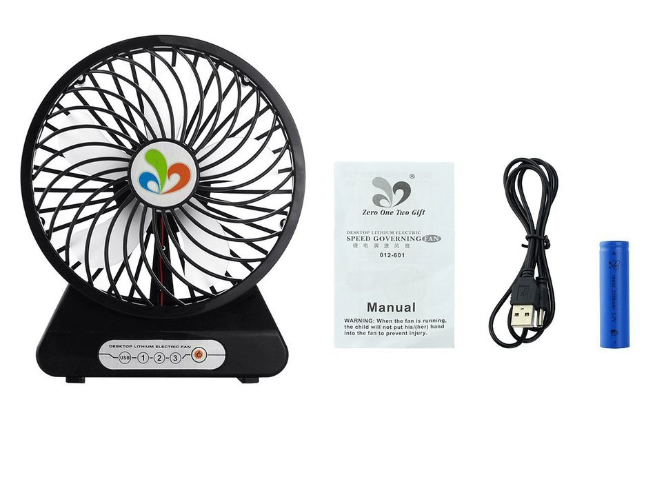 Touchshop Portable USB Rechargeble Desktop/Handhold Fan 5 Blades Electric Fan Powered by USB/2200mAh 18650 Battery