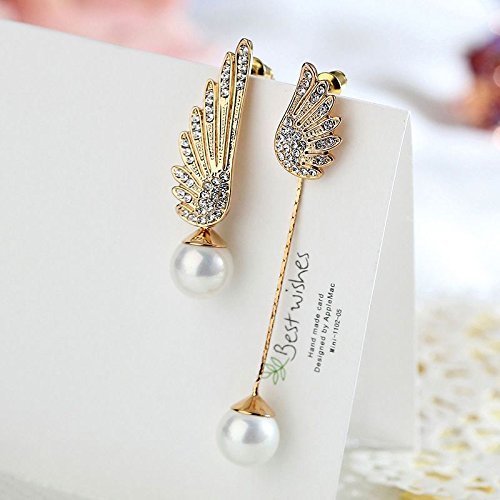 1 Pair Women Elegant Wings Rhinestone Ear Stud Gold Dangle Earrings Jewelry NEW N6