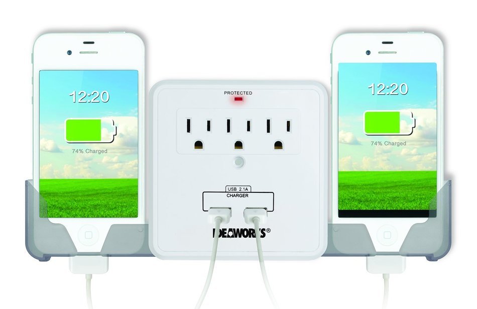 USB OUTLET MULTIPLIER (INCLUDES 3 OUTLETS, 2 USB PORTS AND 2 PULL OUT CHARGING CRADLES)