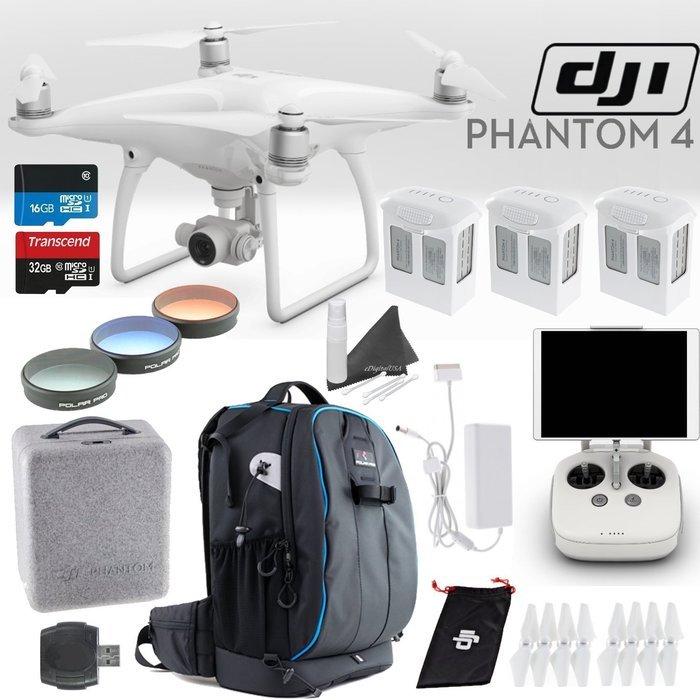 DJI Phantom 4 Bundle: Includes 3 Phantom 4 Batteries, Polar Pro Drone Trekker Backpack, Polar Pro Filter Kit,... N7