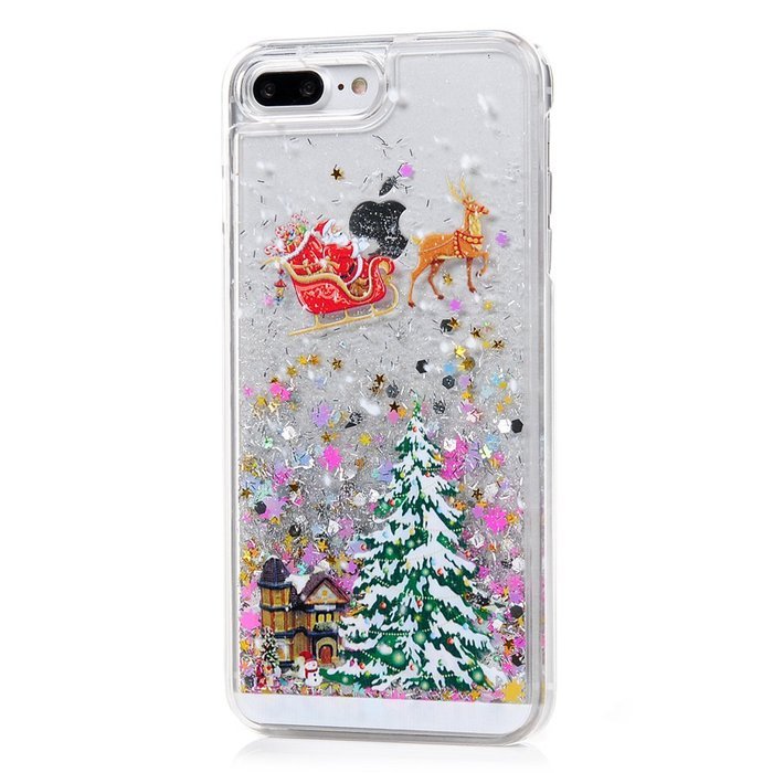 Badalink iPhone 7 Plus Case (5.5") Christmas Tree Liquid Case Clear Hard PC Case Bling Shiny Glitter Liquid Flowing...