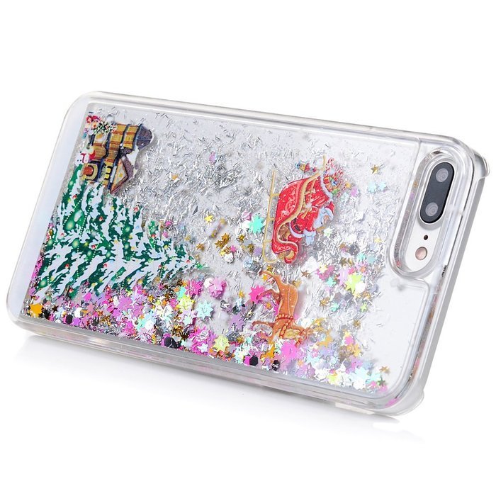 Badalink iPhone 7 Plus Case (5.5") Christmas Tree Liquid Case Clear Hard PC Case Bling Shiny Glitter Liquid Flowing... N2