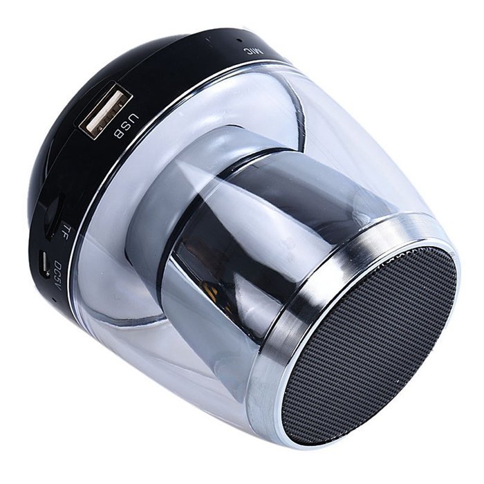 DDLBiz Portable Cylinder LED Bluetooth Speaker Card USB For iPod iPhones PC Black N4