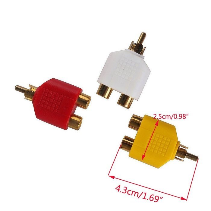 yueton 4pcs RCA Y Splitter Adapter 2 Female to 1 Male for Audio Video Av Tv Cable Convert N3