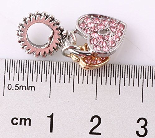 sterling 925 Silver Love CZ Charm Beads Pendant Fit Bracelet Necklace Chain A189 N6