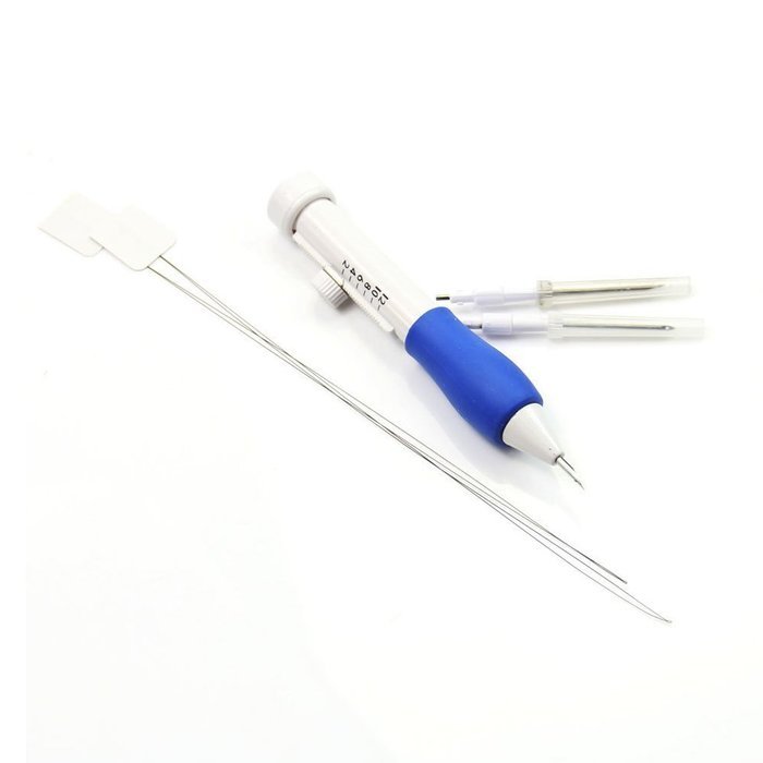 TOOGOO(R) White+Blue Three Sized Embroidery Stitching Punch Needle Punching Punch Needle Tool Set