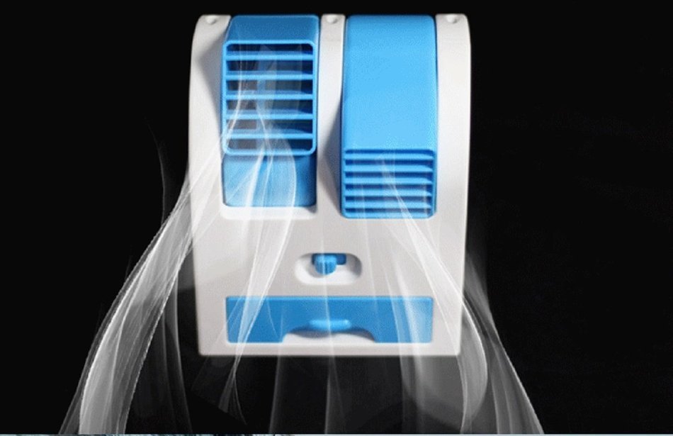 Mini Fan & Portable Dual Bladeless Small Air Conditioner Water Air Cooler Powered by USB & Battery