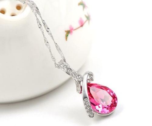 Charm New Girl's Women's Rhinestone Chain Crystal Necklace Pendant W87 (blue)
