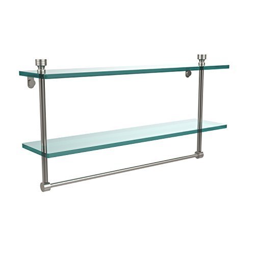 Allied Brass FT-2/22TB-SN 22-Inch Double Glass Shelf with Towel Bar by Allied Brass