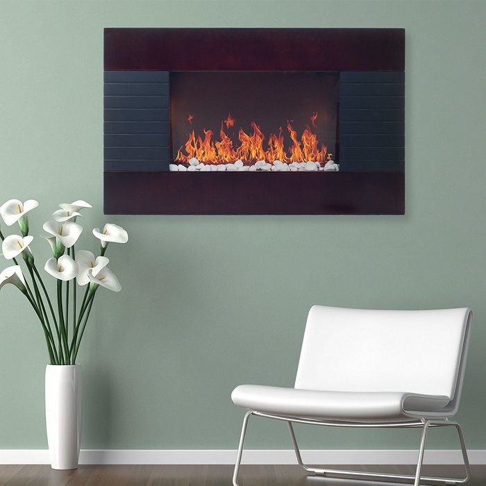 New Christmas Gift Wall Mounted Fireplace Electric Adjustable Heater Heat 1500w Glass Remote Led Tempered Large... N3