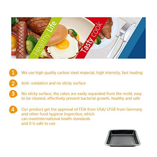 AYAMAYA High Quality New Carbon Steel Non-Stick Coating Square Roaster Bread Loaf Pan 15.3*11.2*2.7 inch N6