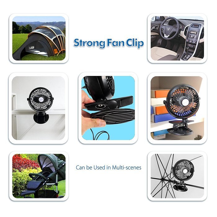 Elechomes EH101 Rechargeable Operated Clip on Mini Desk USB Fan for Home Office Baby Stroller Car Laptop Study...