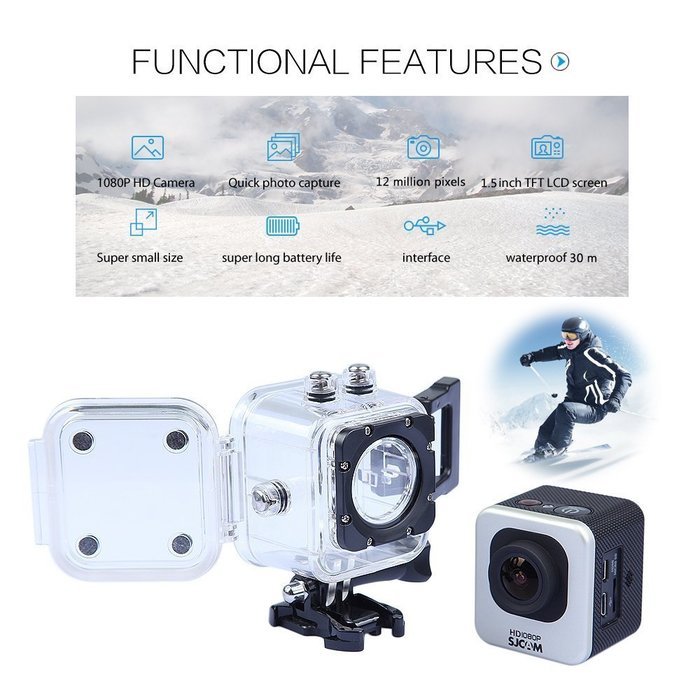 SJCAM 12mp 1080p 1.5 Inch LCD Display 170&deg;a+ Hd Wide-angle Sports Helmet Camera - Silver N4