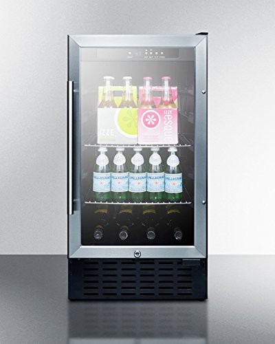 Summit SCR1841BADA 2.7 cu.ft. 18" wide ADA compliant glass door refrigerator for built-in or freestanding use,...