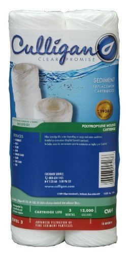 Culligan CW-F Sediment Replacement Cartridge Polypropylene Cord-Wound, 10 Micron, 12,000 Gallon Capacity, 2-Pack...