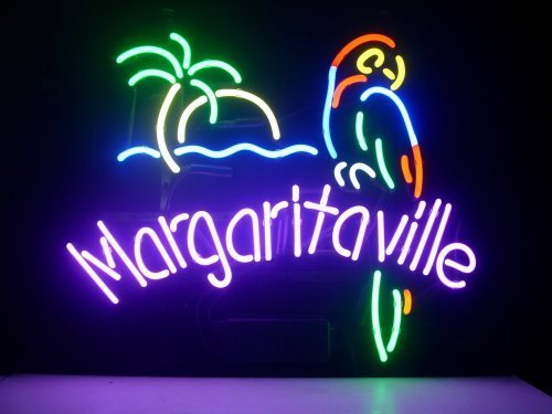 New Jimmy Buffett's Margaritaville Parrot Real Glass Neon Light Sign Beer Cocktails Pub Sign V37 Made By AOOS...